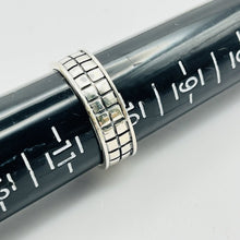 Load image into Gallery viewer, Ring, Sterling with Black Onyx Stone, Square Patterned Band, Size 10