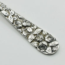 Load image into Gallery viewer, 5 O'Clock Teaspoon, Sterling Silver, Monogram W, 5 1/2 inches, 1905 Baltimore Rose, Schofield Co. Inc