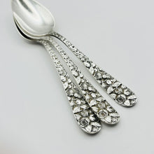 Load image into Gallery viewer, 5 O'Clock Teaspoon, Sterling Silver, Monogram W, 5 1/2 inches, 1905 Baltimore Rose, Schofield Co. Inc
