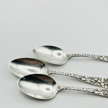 Load image into Gallery viewer, 5 O'Clock Teaspoon, Sterling Silver, Monogram W, 5 1/2 inches, 1905 Baltimore Rose, Schofield Co. Inc