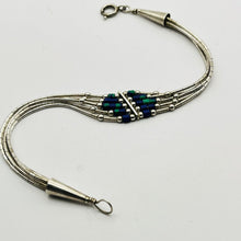 Load image into Gallery viewer, Bracelet, Sterling Silver, Liquid Silver and Azurite Beads