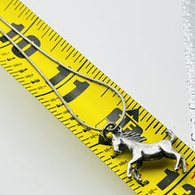 Load image into Gallery viewer, Necklace, Sterling Silver, Rearing Horse Charm, Snake Chain, 24 Inches