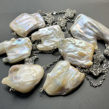 Load image into Gallery viewer, Necklace, Biwa Nugget Pearl and Chain Strand, 42 inches