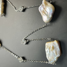 Load image into Gallery viewer, Necklace, Biwa Nugget Pearl and Chain Strand, 42 inches