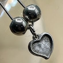 Load image into Gallery viewer, Necklace with Pendant, Sterling Silver, Orange Enamel with Pawprint, Two Flanking Beads