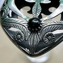 Load image into Gallery viewer, Pendant, Sterling Silver, Hollow Heart with Onyx, Double Sided