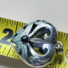 Load image into Gallery viewer, Pendant, Sterling Silver, Hollow Heart with Onyx, Double Sided