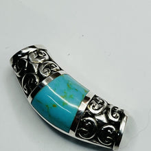 Load image into Gallery viewer, Slide Pendant, Sterling Silver, Turquoise Colored Stone