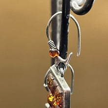 Load image into Gallery viewer, Earrings, Sterling Silver, Amber Grid Cabochans, Poland