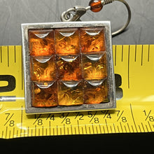 Load image into Gallery viewer, Earrings, Sterling Silver, Amber Grid Cabochans, Poland