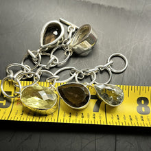 Load image into Gallery viewer, Bracelet, Sterling Silver, Multistone Smokey and Lemon Quartz, 8 1/4 inch
