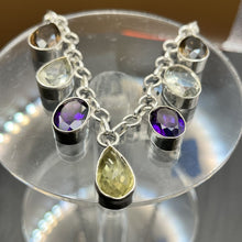 Load image into Gallery viewer, Necklace, Sterling Silver, Multistone Amethyst, Smokey, and Lemon Quartz, 18 1/4 inch