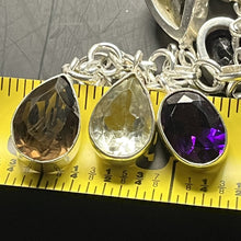 Load image into Gallery viewer, Necklace, Sterling Silver, Multistone Amethyst, Smokey, and Lemon Quartz, 18 1/4 inch