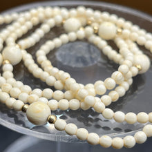 Load image into Gallery viewer, Necklace, Antique Ivory with 18k Yellow Gold Bead accents, 37 inches