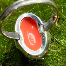Load image into Gallery viewer, Ring, Sterling Silver, Carved Coral flowers, Size 6 1/4