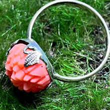 Load image into Gallery viewer, Ring, Sterling Silver, Carved Coral flowers, Size 6 1/4