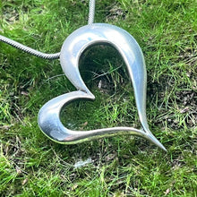 Load image into Gallery viewer, Necklace and Pendant, Sterling Silver, Open Heart, Snake Chain, 20 inches