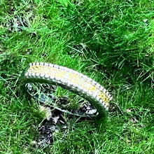 Load image into Gallery viewer, Ring, Sterling Silver, Yellow Diamonds in Gold Vermeil Prongs, Size 8 1/2