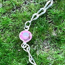 Load image into Gallery viewer, Bracelet, Sterling Silver, Avon with Bezel Set Pink Stone Accents, 7 inches