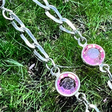 Load image into Gallery viewer, Bracelet, Sterling Silver, Avon with Bezel Set Pink Stone Accents, 7 inches