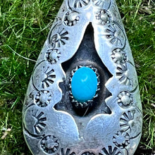 Load image into Gallery viewer, Necklace with Pendant, Sterling Silver with Turquoise, Native American, Unmarked, 30 Inch Box Chain