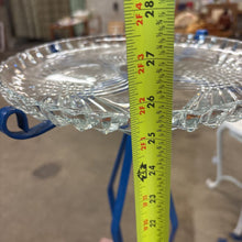 Load image into Gallery viewer, Blue Metal & Pressed Glass Bird Bath