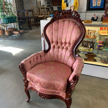 Load image into Gallery viewer, Vintage Kimball Pink Floral Upholstery Tufted Back Queen Chair