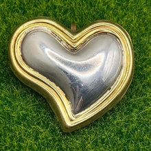 Load image into Gallery viewer, Pendant, Sterling Silver, Silver Heart with Gold Border, Full Circle, Large