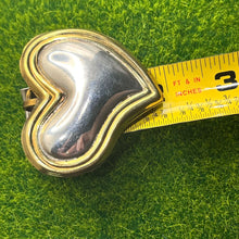 Load image into Gallery viewer, Pendant, Sterling Silver, Silver Heart with Gold Border, Full Circle, Large