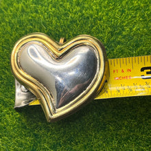 Load image into Gallery viewer, Pendant, Sterling Silver, Silver Heart with Gold Border, Full Circle, Large