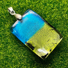 Load image into Gallery viewer, Pendant, Sterling Silver, Dichroic Glass, Blue and Yellow/Green