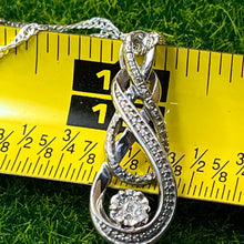 Load image into Gallery viewer, Necklace with Pendant, Sterling Silver, Infinity Loop with Clear Stones, 24 Inch Twisted Curb Chain