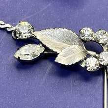Load image into Gallery viewer, Necklace and Earring Set, 1950s Krementz, 14k White Gold Overlay, Leaves with Dangle and Screw Back Flower Design