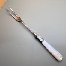 Load image into Gallery viewer, Serving Fork, Bread, Sterling Ferrule and Mother of Pearl Handle