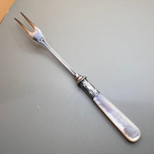 Load image into Gallery viewer, Serving Fork, Bread, Sterling Ferrule and Mother of Pearl Handle