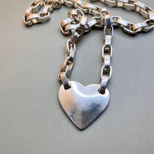 Load image into Gallery viewer, Necklace with Pendant, Sterling Silver, Heart Embedded Pendant, Very Heavy Links, 17 Inches