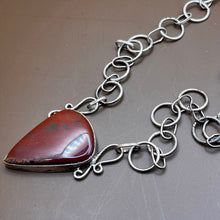 Load image into Gallery viewer, Necklace and Pendant, Sterling Silver, Red Jasper Triangular Bezel Stone in Open Ring Chain, 19 1/2 Inches1