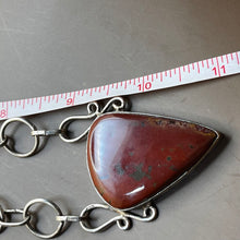 Load image into Gallery viewer, Necklace and Pendant, Sterling Silver, Red Jasper Triangular Bezel Stone in Open Ring Chain, 19 1/2 Inches1