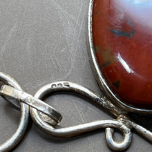Load image into Gallery viewer, Necklace and Pendant, Sterling Silver, Red Jasper Triangular Bezel Stone in Open Ring Chain, 19 1/2 Inches1