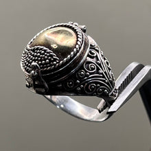 Load image into Gallery viewer, Ring, Sterling Silver, Poison Ring with Gold Tone Accent, Size 7 3/4
