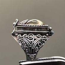 Load image into Gallery viewer, Ring, Sterling Silver, Poison Ring with Gold Tone Accent, Size 7 3/4