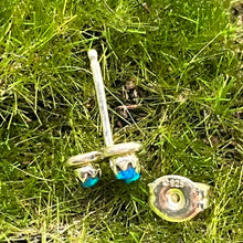 Load image into Gallery viewer, Earrings, Sterling Silver, Three Opals, Native American, Cyrus Lutse