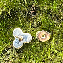Load image into Gallery viewer, Earrings, Sterling Silver, Three Opals, Native American, Cyrus Lutse
