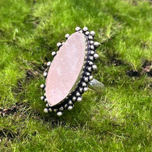 Load image into Gallery viewer, Ring, Sterling Silver, Rose Quartz Marquis, Size 10 1/4
