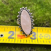 Load image into Gallery viewer, Ring, Sterling Silver, Rose Quartz Marquis, Size 10 1/4