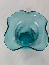 Load image into Gallery viewer, Vase, Aqua Green Crackle Handblown, Bischoff