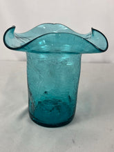 Load image into Gallery viewer, Vase, Aqua Green Crackle Handblown, Bischoff