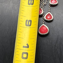 Load image into Gallery viewer, Necklace, Sterling Silver, 5 Pink Bezel Set Dangling Stones, 16 Inches