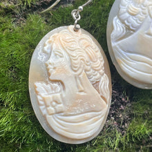 Load image into Gallery viewer, Earrings and Pendant Set, Sterling Silver, Abalone Hand Carved Cameos, Signed