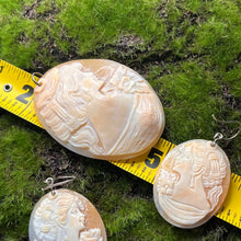 Load image into Gallery viewer, Earrings and Pendant Set, Sterling Silver, Abalone Hand Carved Cameos, Signed